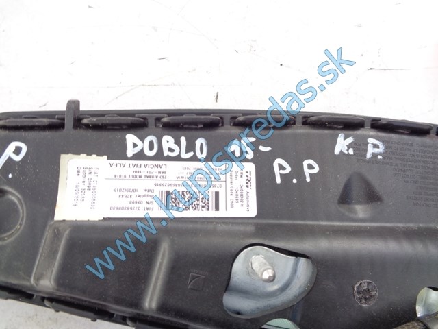 pravý sedačkový airbag na fiat doblo II, 073563308630